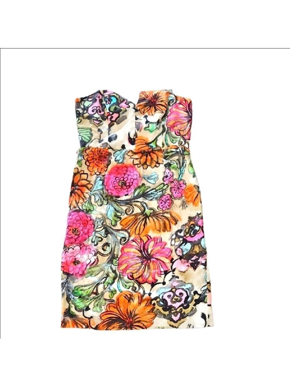 Milly Strapless Floral Mini Dress | Multicolor | NWT | Size 10 | MSRP $325 - Picture 2 of 10